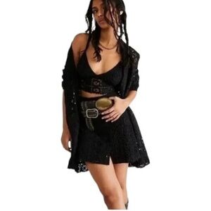 Free People Black Crochet Set